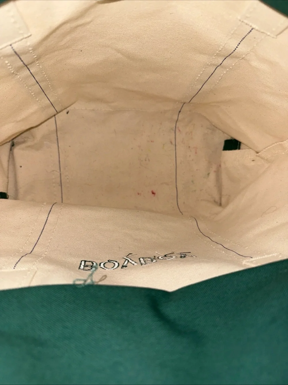 LL Bean Boat & Tote Bag Green and Cream